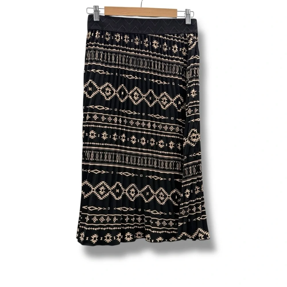 Lularoe Jill Black & White Aztec Geometric Pull-On Pleated Midi Skirt Sz‎ S NEW